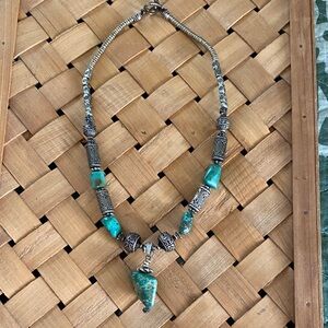 Natural Stone and Silver Tone Necklace